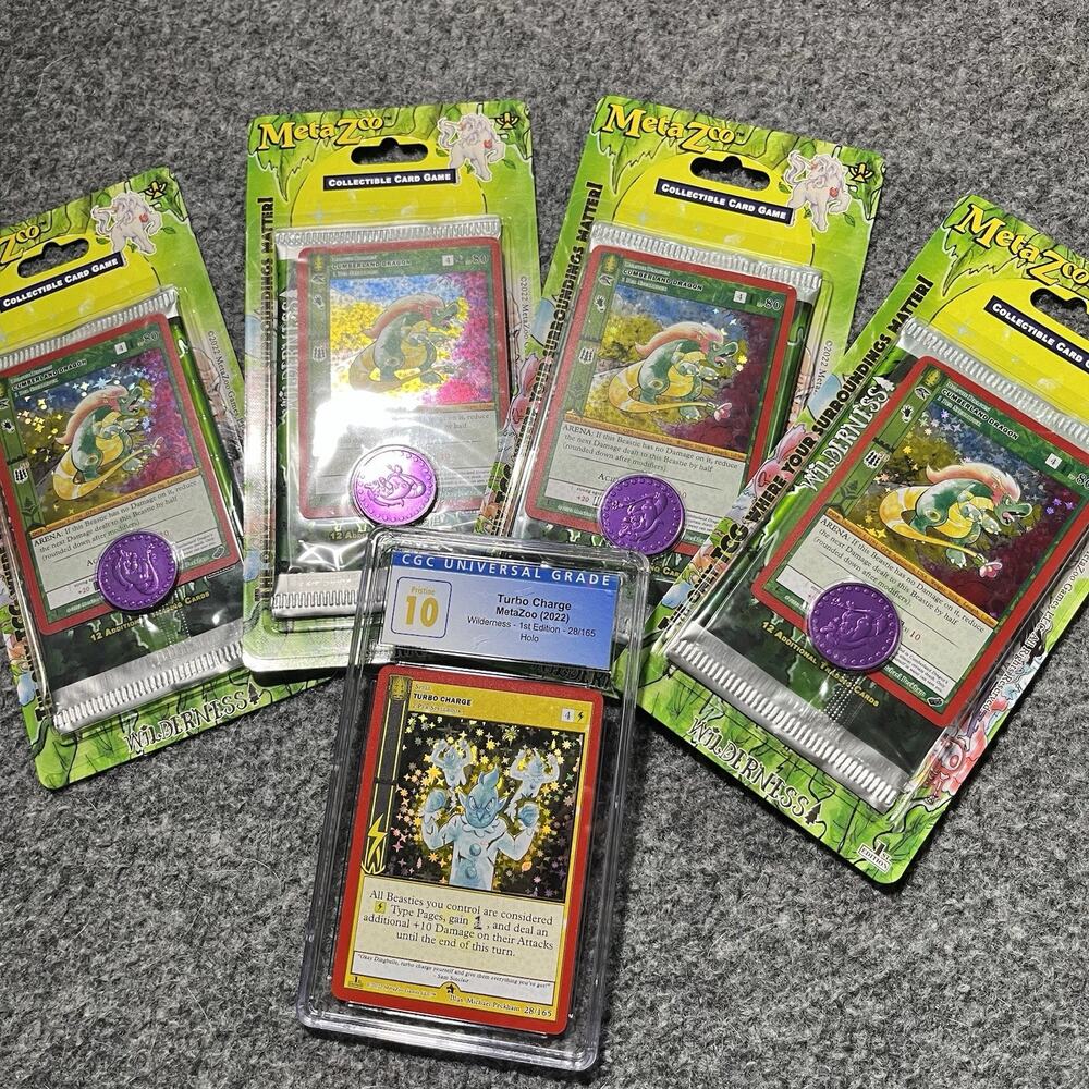 Metazoo Turbo Charge CGC 10 Pristine + Sealed Wilderness Blister Pack Lot Of 4